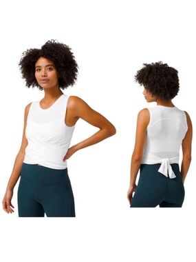 Lululemon Gather & Grow white wrap sleeveless yoga exercise workout top size 6